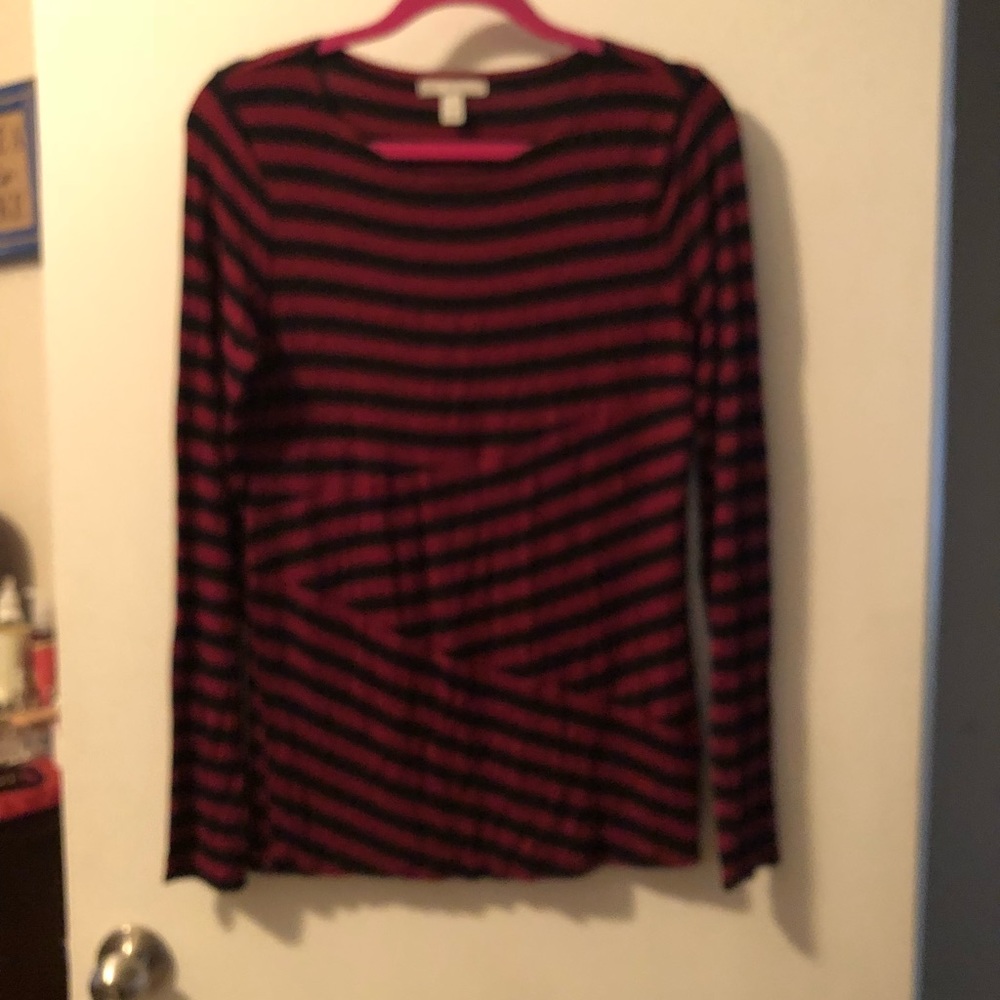 Dana Buchman Women’s Maroon Black Striped Top
